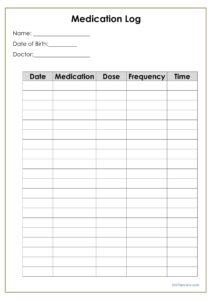 Medication Log Sheet Example