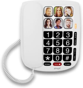 smpl Hands-Free Dial Photo Memory Corded Phone For seniors