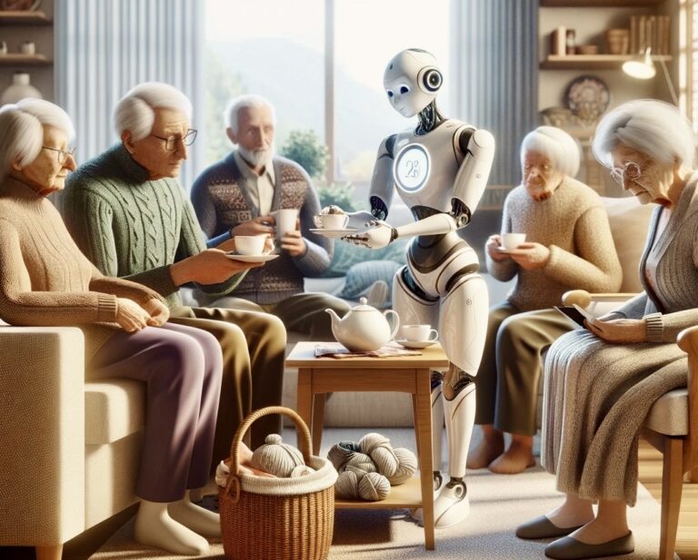 Caregiving robot caring for seniors in the future